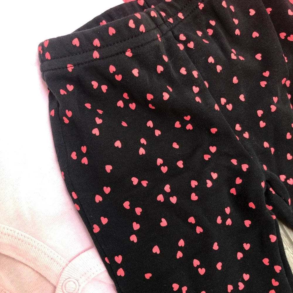 CARTERS 3PC OUTFIT PINK RED BLACK 6 MO